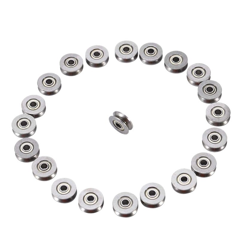 20Pcs V Groove Bearing 3X12X4mm Carbon Steel Durable V Groov
