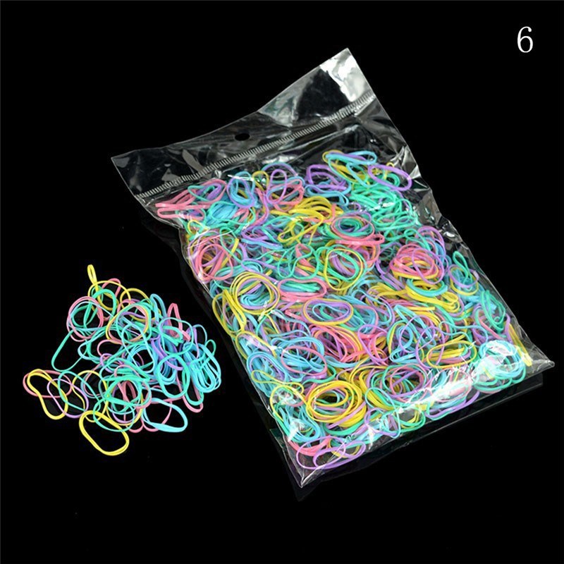 1000pcs Mixed Colors Rubber Bands Small Circle Hair Rope Str