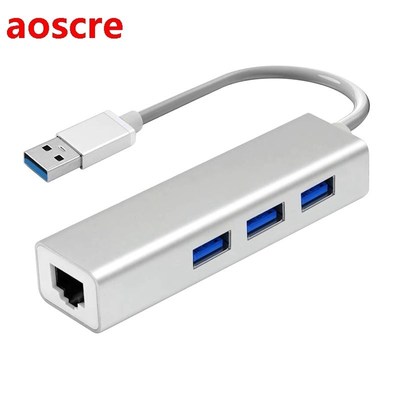 USB Ethernet with 3 Port USB HUB 3.0 RJ45 Lan Network Card U