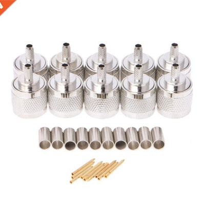 10Pcs N Male Plug Crimp RG58 RG142 LMR195 RG400 Coaxial Cabl
