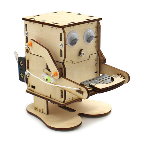 2/1 Robot Eating Coin Wood DIY Model Teaching Learning Stem