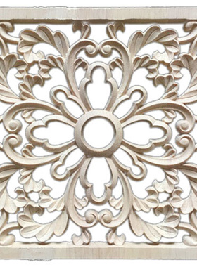 1X Rubber Wood Carved Floral Decal Craft Onlay Applique Furn