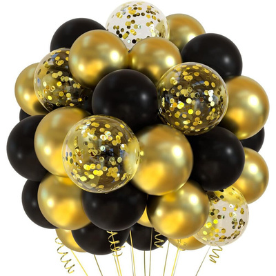 30 pieces black and gold mixed balloons 12 inch gold