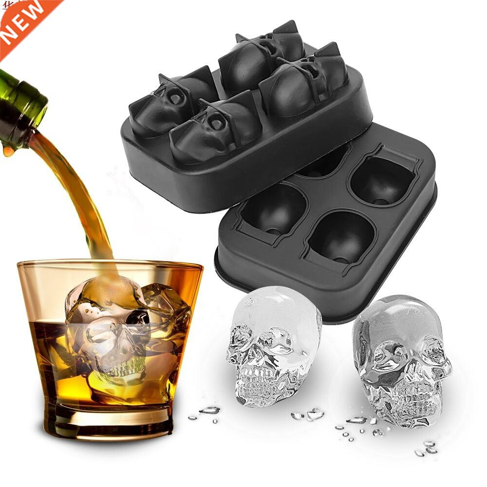 Skull Shape 3D Ice Cube Maker Ice Cream  Tool Silicone Mo
