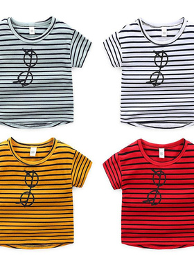 High quality 2022 kids T-shirt Summer boys girls stripe Prin