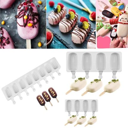 8/4/1 Hole Silicone Ice Cream Mould Ice Cube Tray Popsicle B