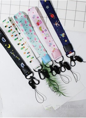 1 Pcs Cute Cactus Flamingo Planet Cat Neck Strap Lanyard Ret