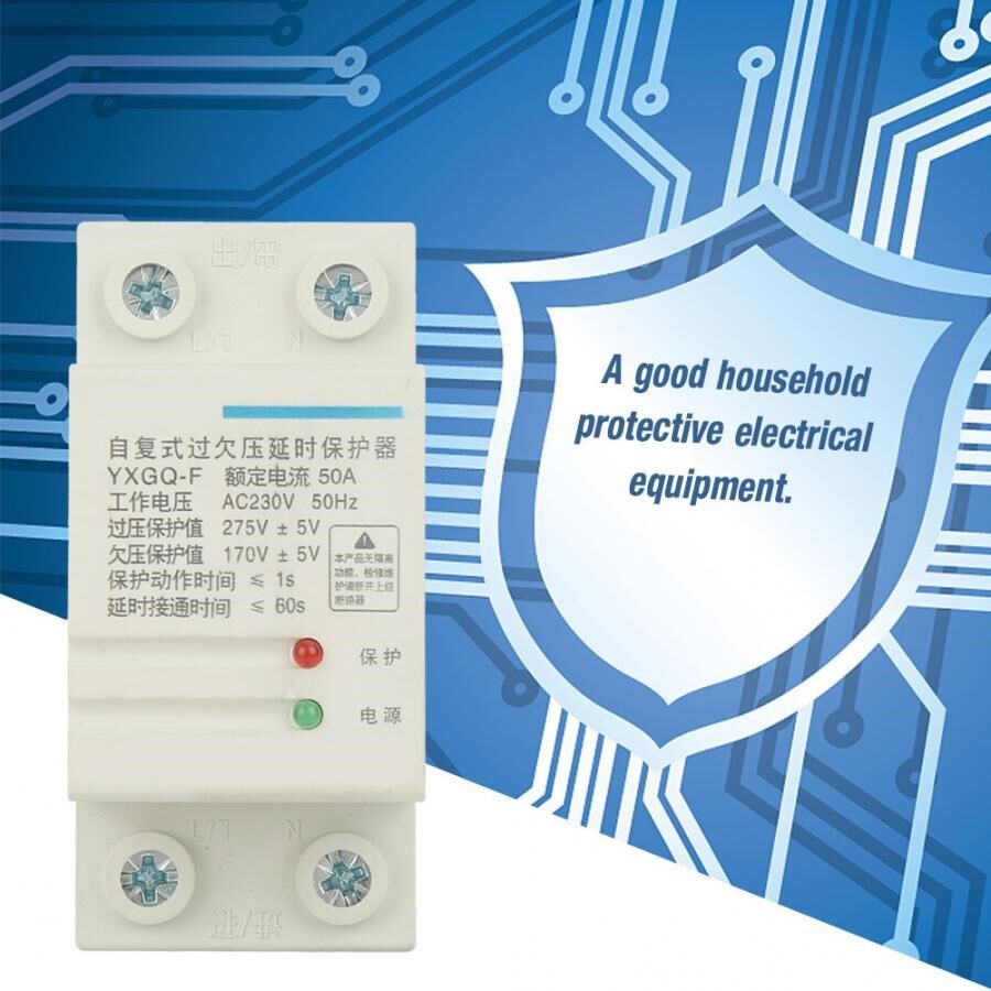 2P 50A Voltage Protective Device Automatic Recovery Over & U
