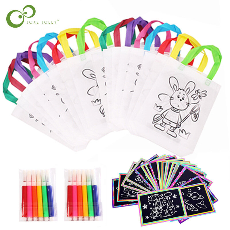 DIY Eco-friendly Graffiti Bag with Markers Children DIY