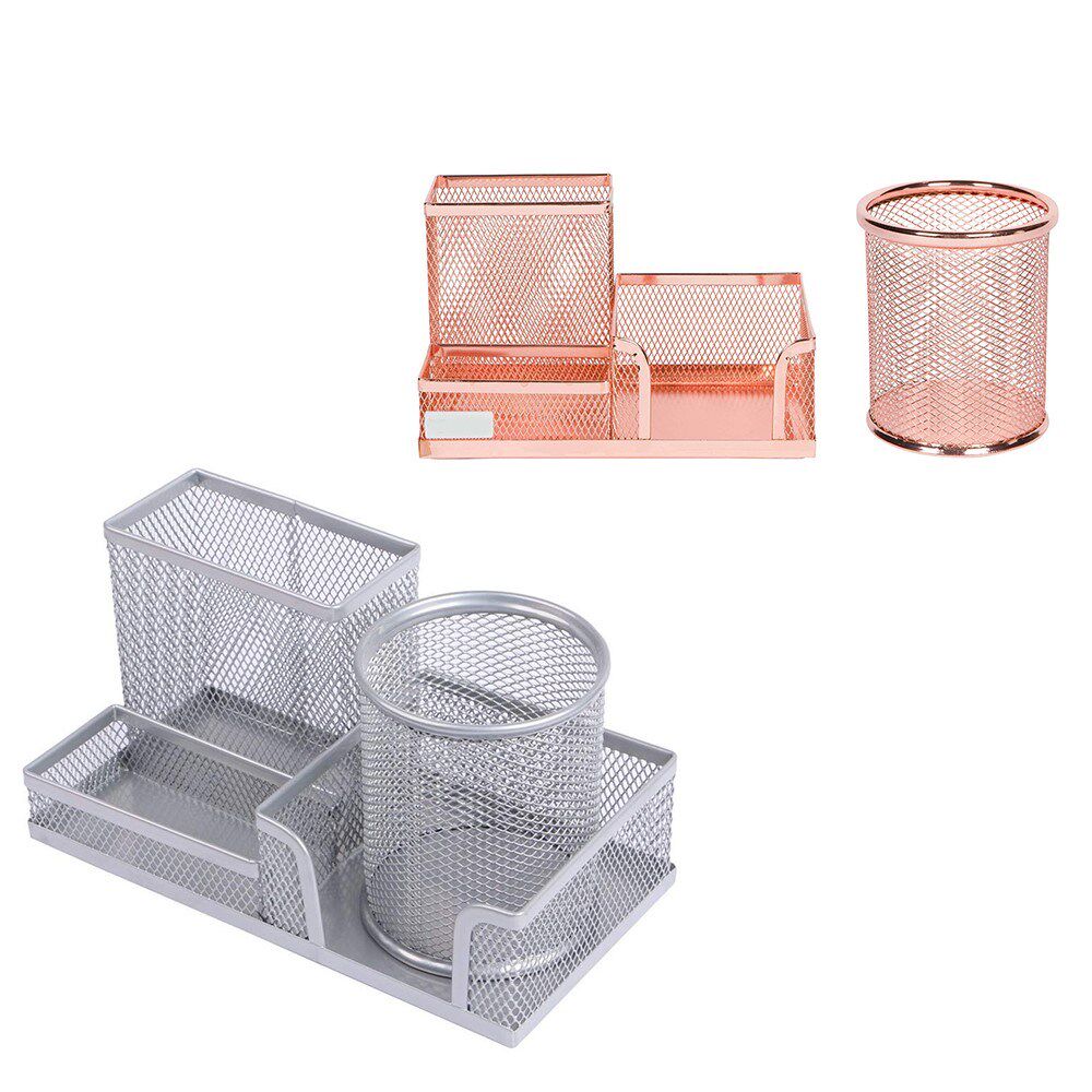 Mesh Wire Multi-Functional Desk Pen Organizer Pencil Cup Wit