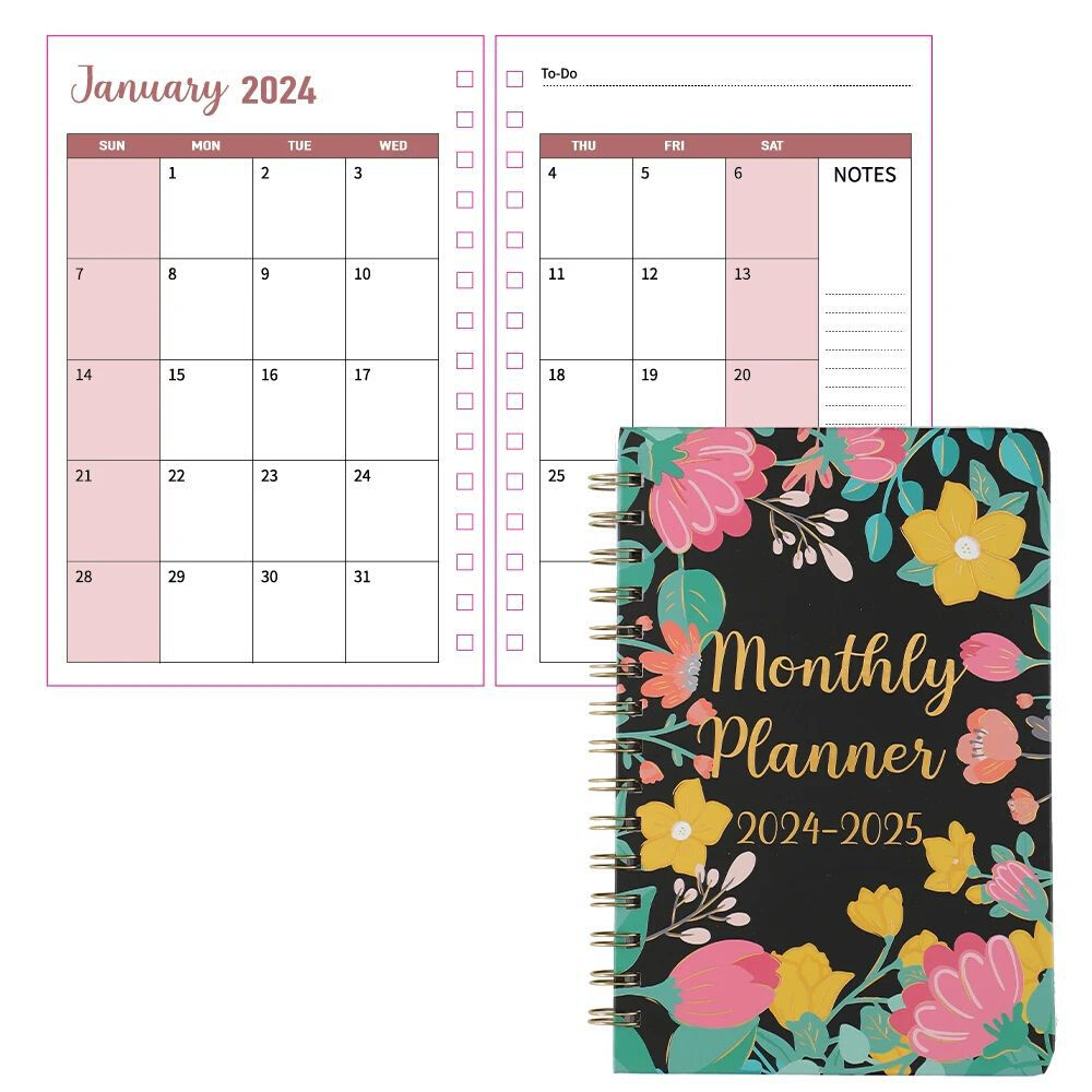 52 sheets 2024-2025 Floral Monthly Planner Two Years Vintage