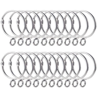 20 Pcs Openable Silver Curtain Rings Open and Close Metal Ru