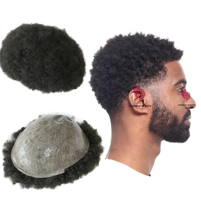 Skin Base 6mm Afro Curl Mens Hair Toupee for African