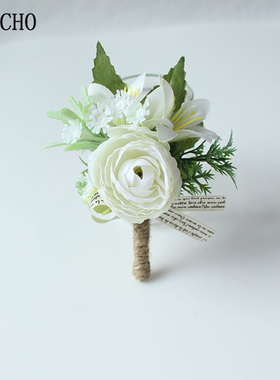 YO CHO Boutonnieres Buttonhole Rose Brooch Wedding Corsages