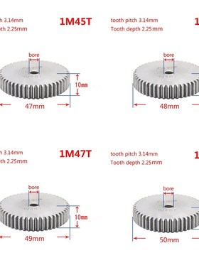 1Pcs 45# Steel Spur Gear 1Mod 45T-60T Metal Moter Gear 45 To
