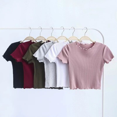 Vintage Wood ears O neck Short sleeve T-shirt 2021 New Woman