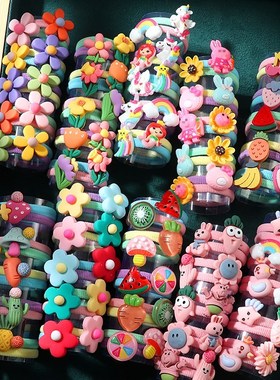 10PCS/Set Girls Rubber Band Elastic Hair bands Rainbow Carto