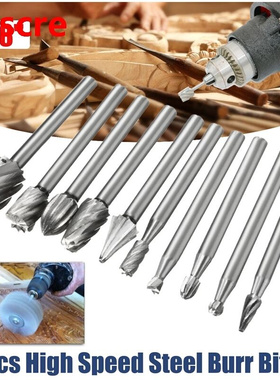 10pcs HSS 1/8 Inch Shank Milling Rotary File Burrs Bit Set W