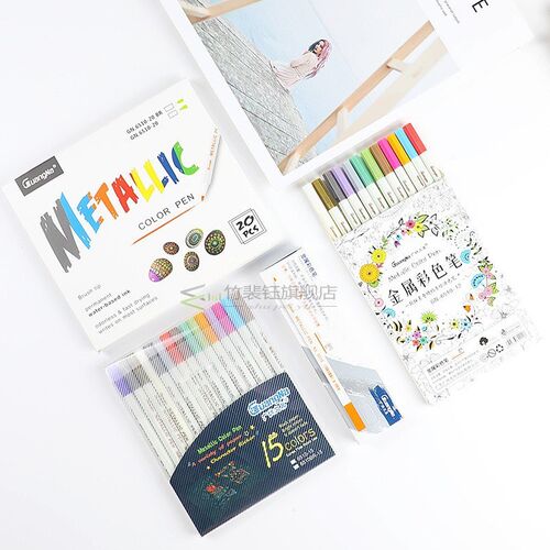 20 colors Metallic micron pen Detailed marking Metal marker
