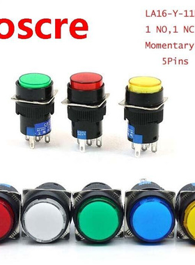 1pc Momentary No Lock Light 16mm NO NC Round Pushbutton Swit