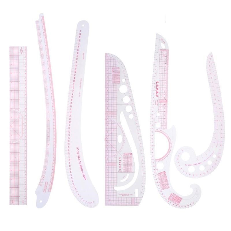 6Pcs/set Styling Ruler Metric Curve Cutting Rulers Sleeve Cl
