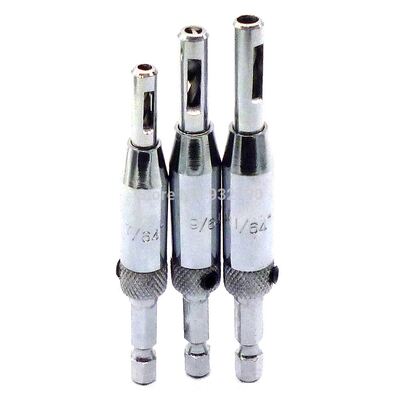3pc Hinge Self Centering Drill Bit Set Pilot Holes HSS Hex R