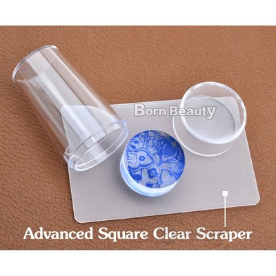 1set nique New Design Pure Clear Nail Art Stamper Scraper Se