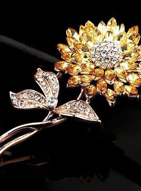 1PC Pearl Sunflower Brooches Women Men Rhinestone Flower