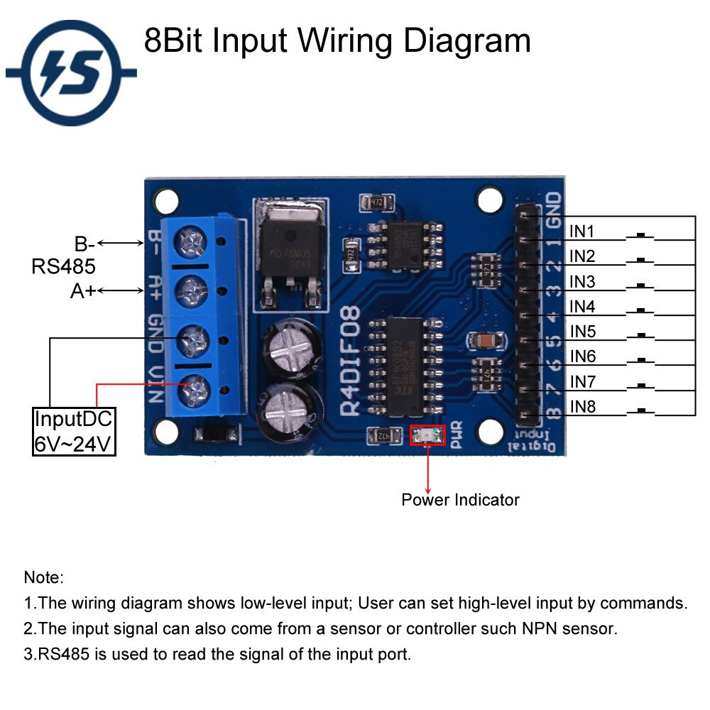 8Bit Low Level TTL to RS485 Converter Module MODBUS RTU PNP