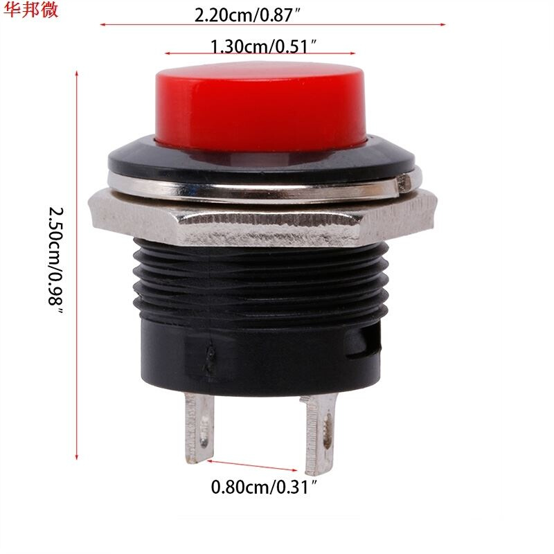 5Pcs 16mm AC125V 6A R13-507 OFF/ON Momentary Self-reset Swit
