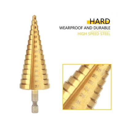 1Pcs High Speed Steel Step Cone Drill Bit Hole Cutter Hex Sh