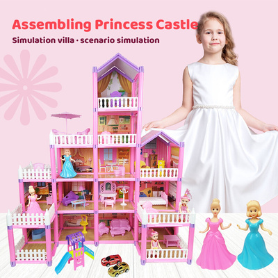 Princess Big Villa DIY Dollhouses Kit Pink Castle House Kit