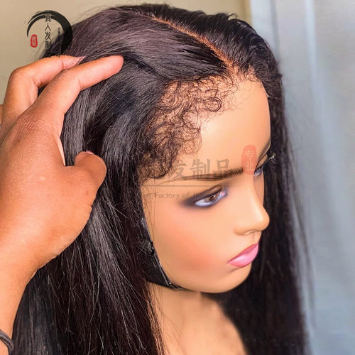 13X6 Glueless Curly Edges Natural Hair 4C Kinky Straight Wig