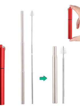 Collapsible Metal Travel Straw Stainless Steel Drinking Reus