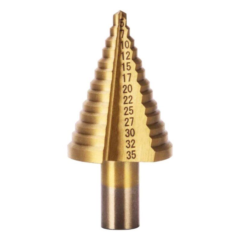 5 to 35 mm Metric HSS Titanium Coated Step Drill Bit is