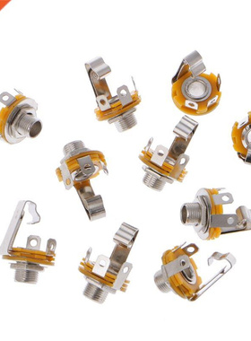 10 Pcs 1/4 Inch 6.35mm Stereo Socket Jack Female Connector P