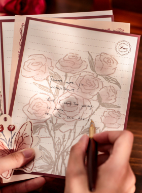 纸先生 玫瑰史诗手写信笺套装信封信纸 520七夕生日情人节送男女朋友信签贺卡明信片生日礼盒