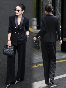 【醋酸西装套装】设计师款2026春夏双排扣白色醋酸西装套装时尚