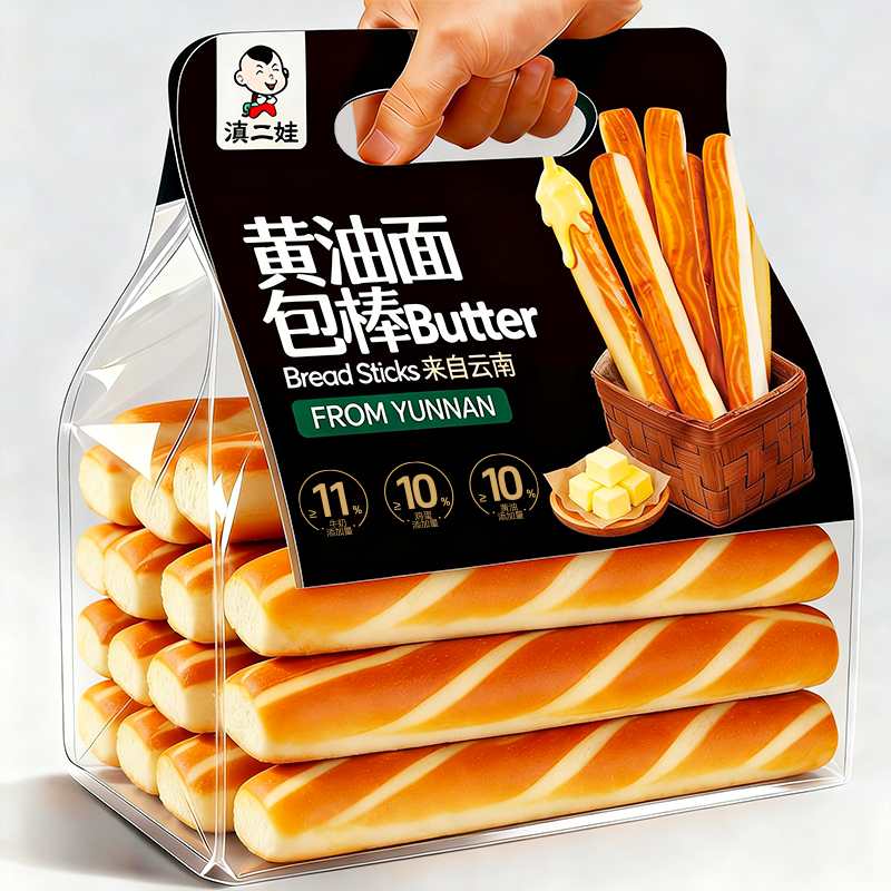 滇二娃黄油面包棒长条手撕奶香乳酪面包早餐休闲零食小吃甜点