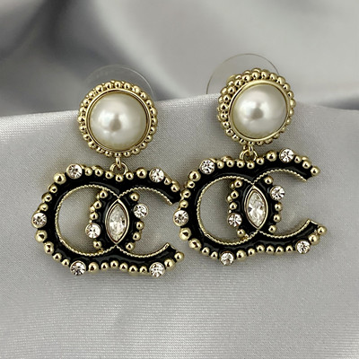 珍珠吊坠滴油镶钻耳环女