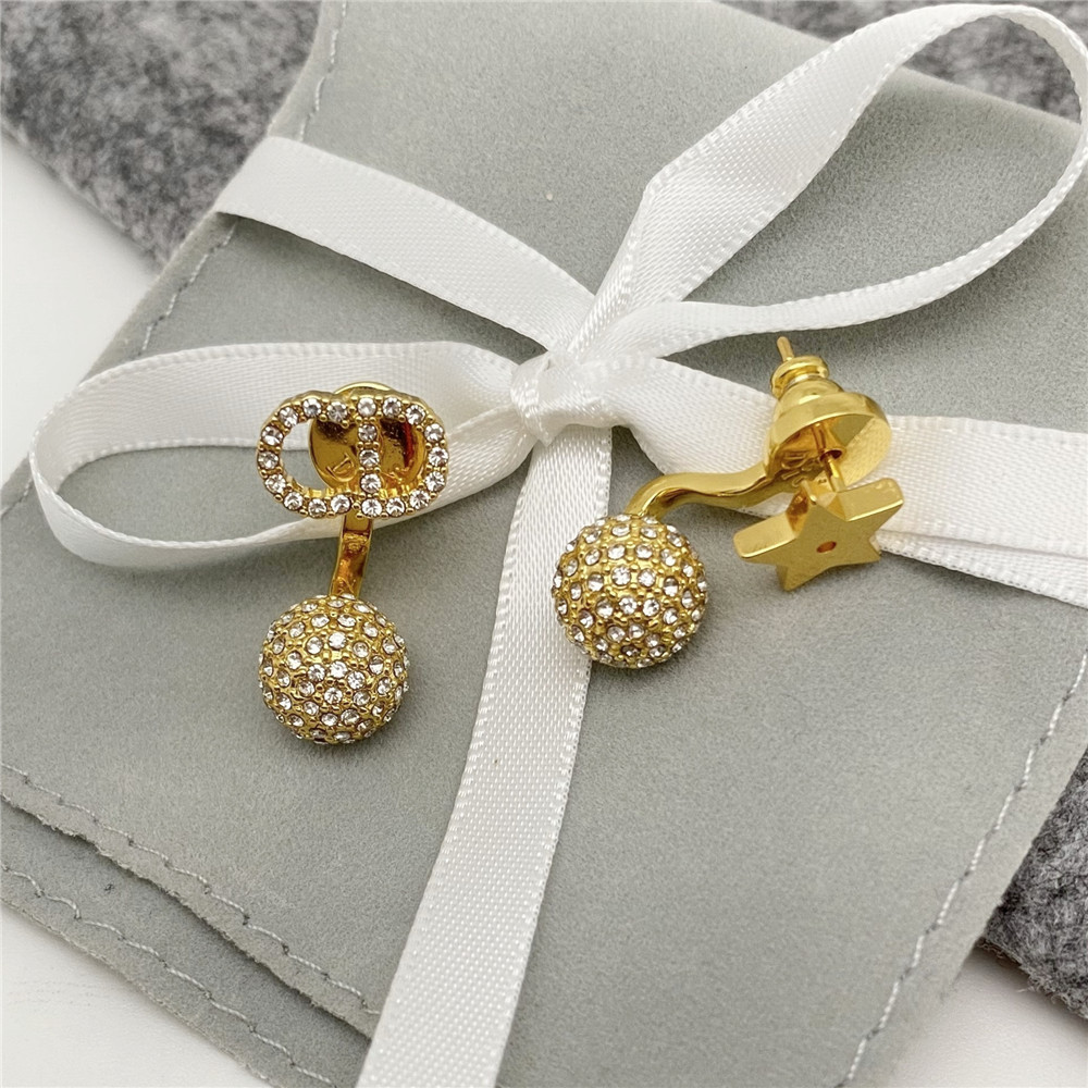 小香风球形镶钻AB版耳钉女