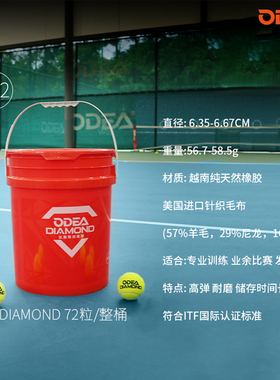ODEA欧帝尔Diamond训练网球无压耐打DD8成人进阶网球72粒常压桶装