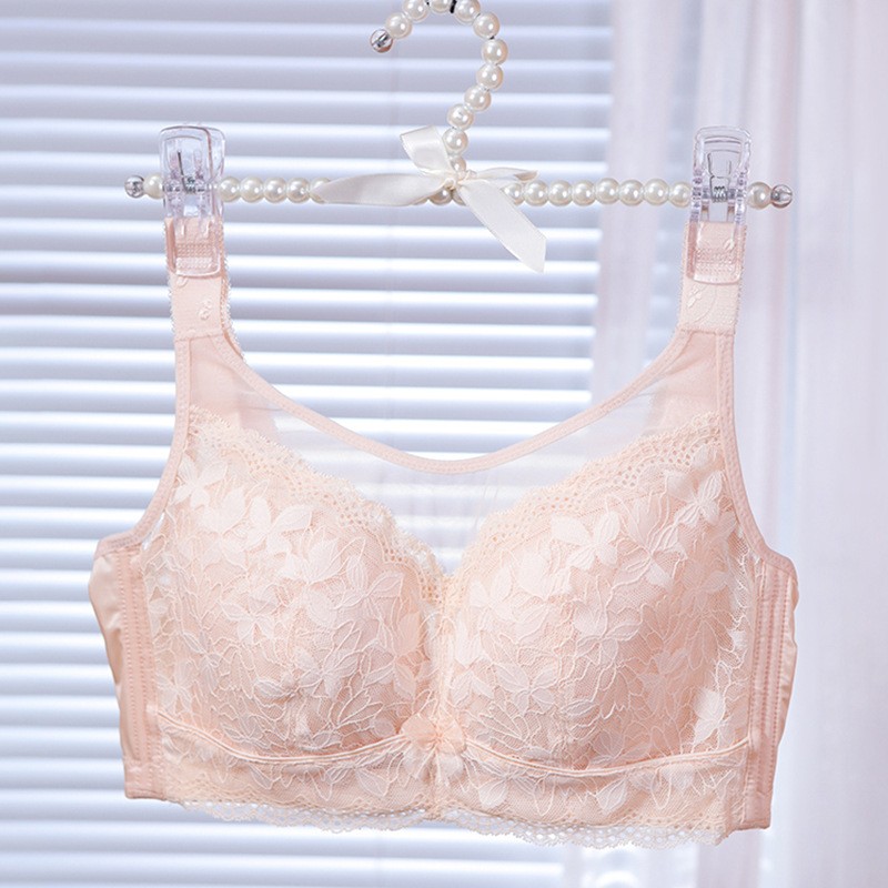 大胸显小薄款内衣全罩杯调整型收副乳胸罩大码无钢圈聚拢文胸