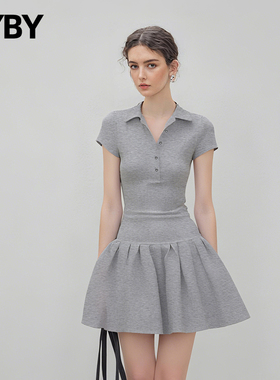布衣布语假两件短袖连衣裙女25夏季新款法式设计感小众短款蓬蓬裙