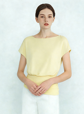 常规新款设计感时尚简约风短袖T恤女夏收腰设计感小众上衣轻熟风