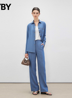 高级感舒适长款蓝色牛仔裤女2025秋冬季新款高腰显瘦阔腿裤直筒裤
