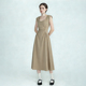 法式 优雅极简风U领无袖 V领连衣裙女收腰显瘦中长A字裙气质设计感