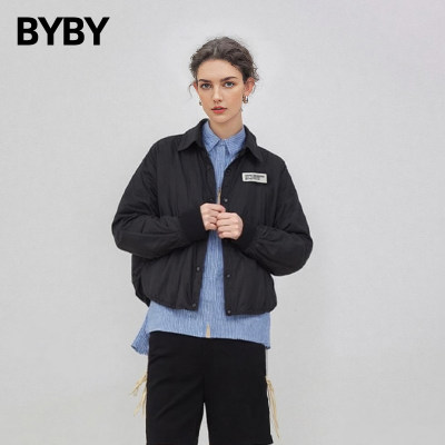 黑色飞行员夹克羽绒服外套女