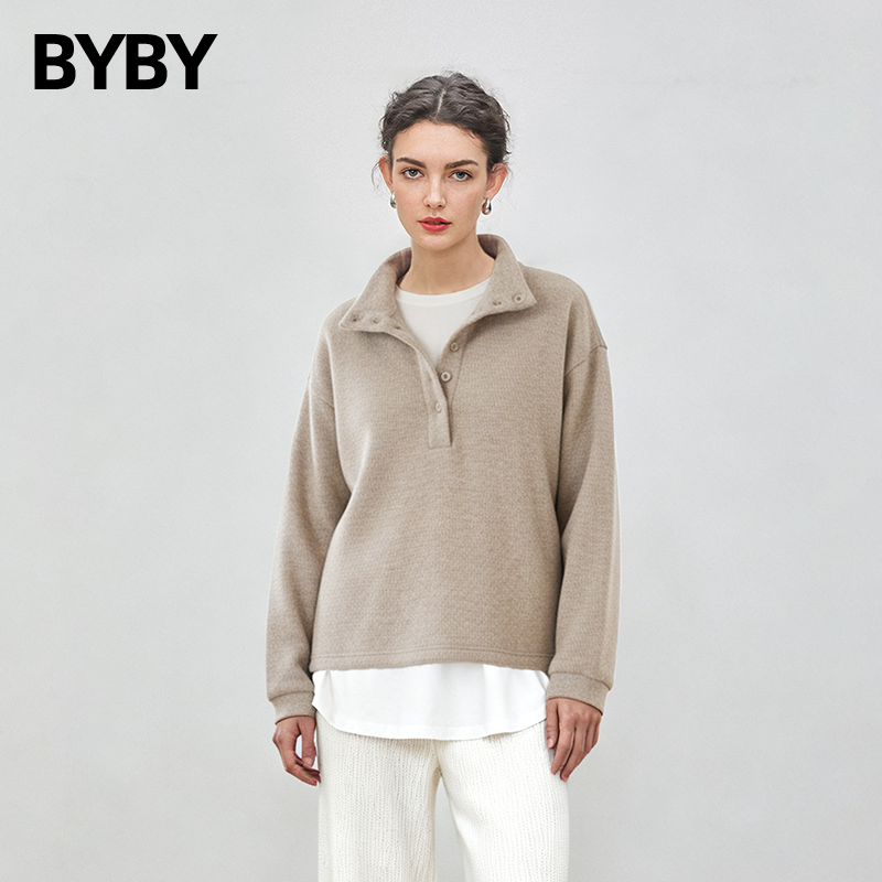 布衣布语polo领运动感针织上衣