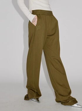 PHISM春夏新品印花卫裤女宽松阔腿裤运动休闲中腰长裤纯色